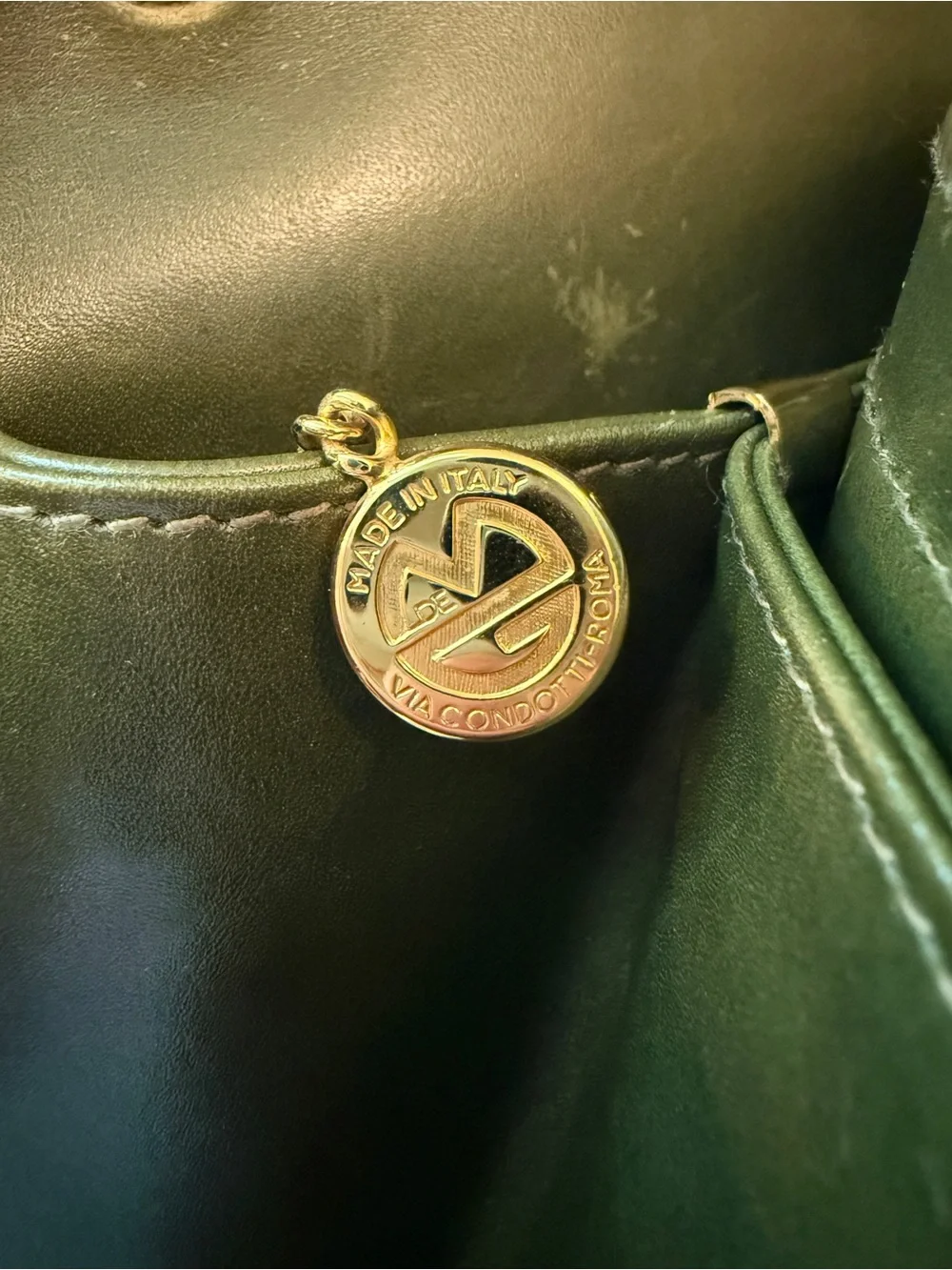 Vintage Maurizio De Giacomi Olive Green Leather Italian Shoulder Bag Purse
